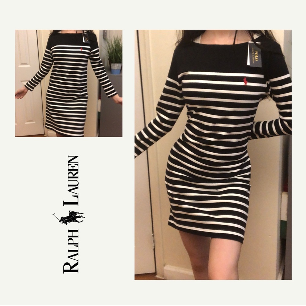 polo ralph lauren boatneck striped dress